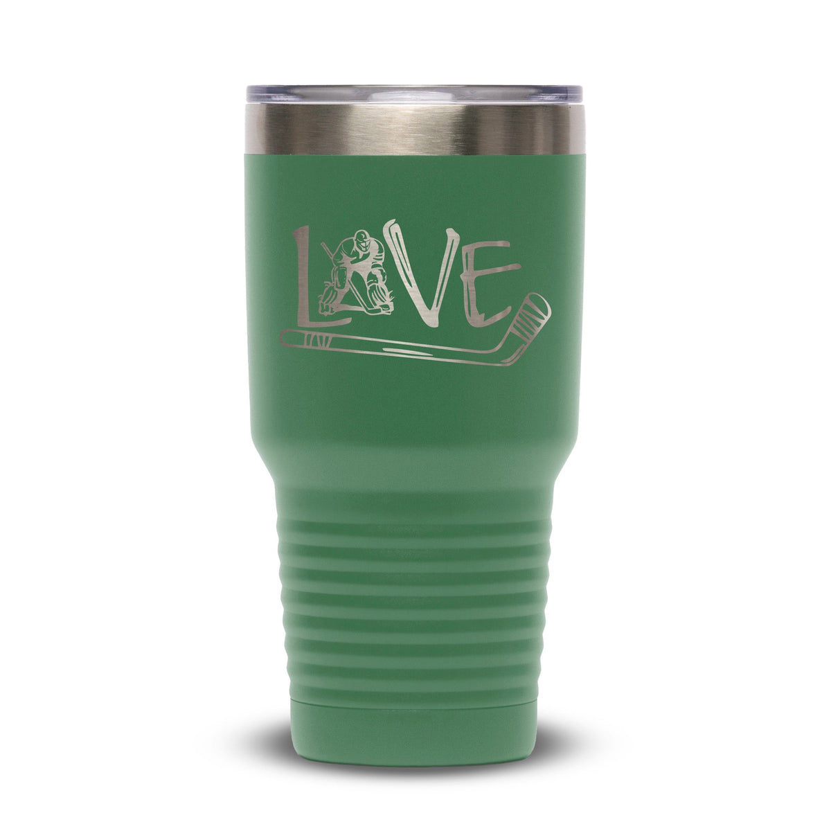 Personalized laser engraved Polar Camel 30oz Tumbler in Green, custom name gift