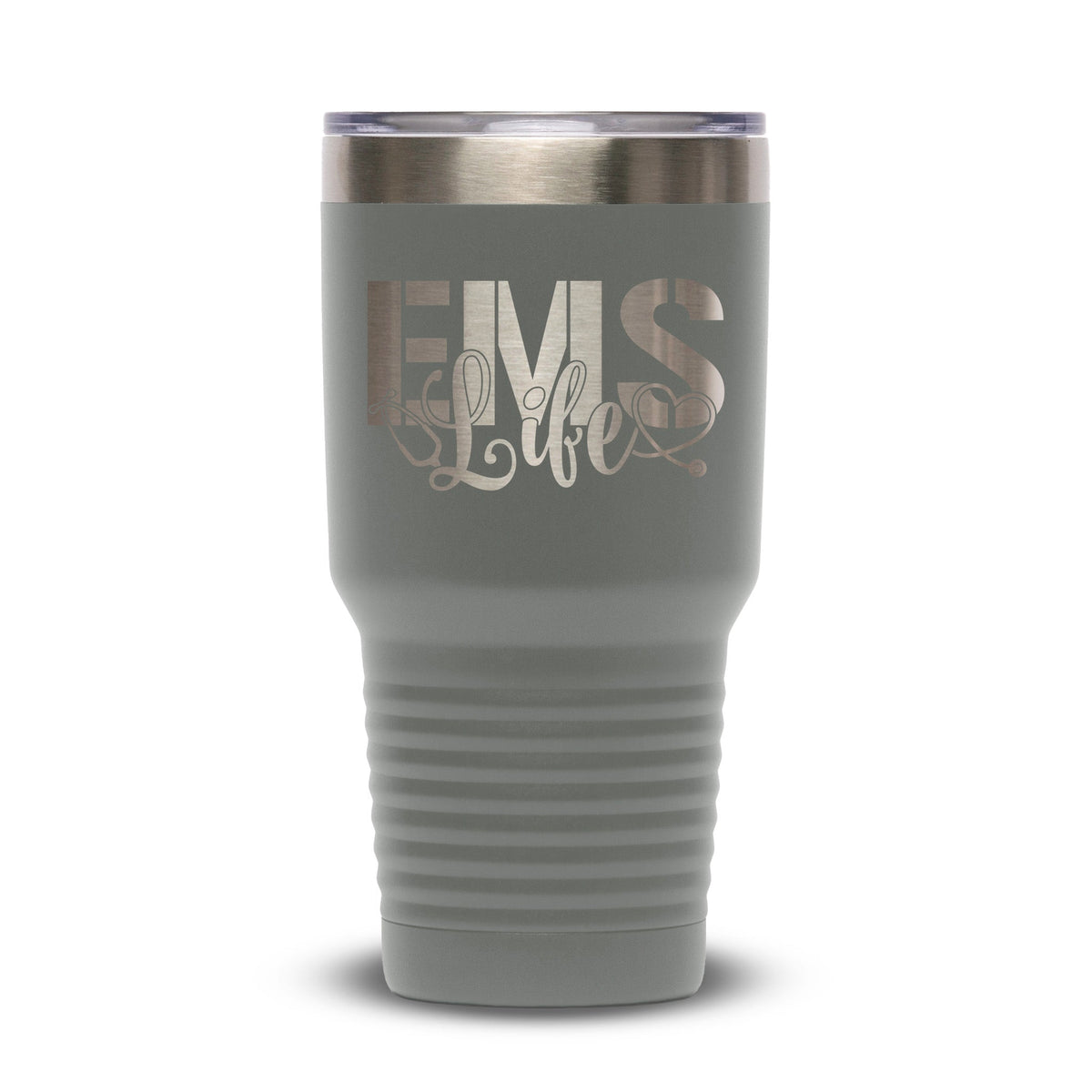 Personalized laser engraved Polar Camel 30oz Tumbler in Grey, custom name gift