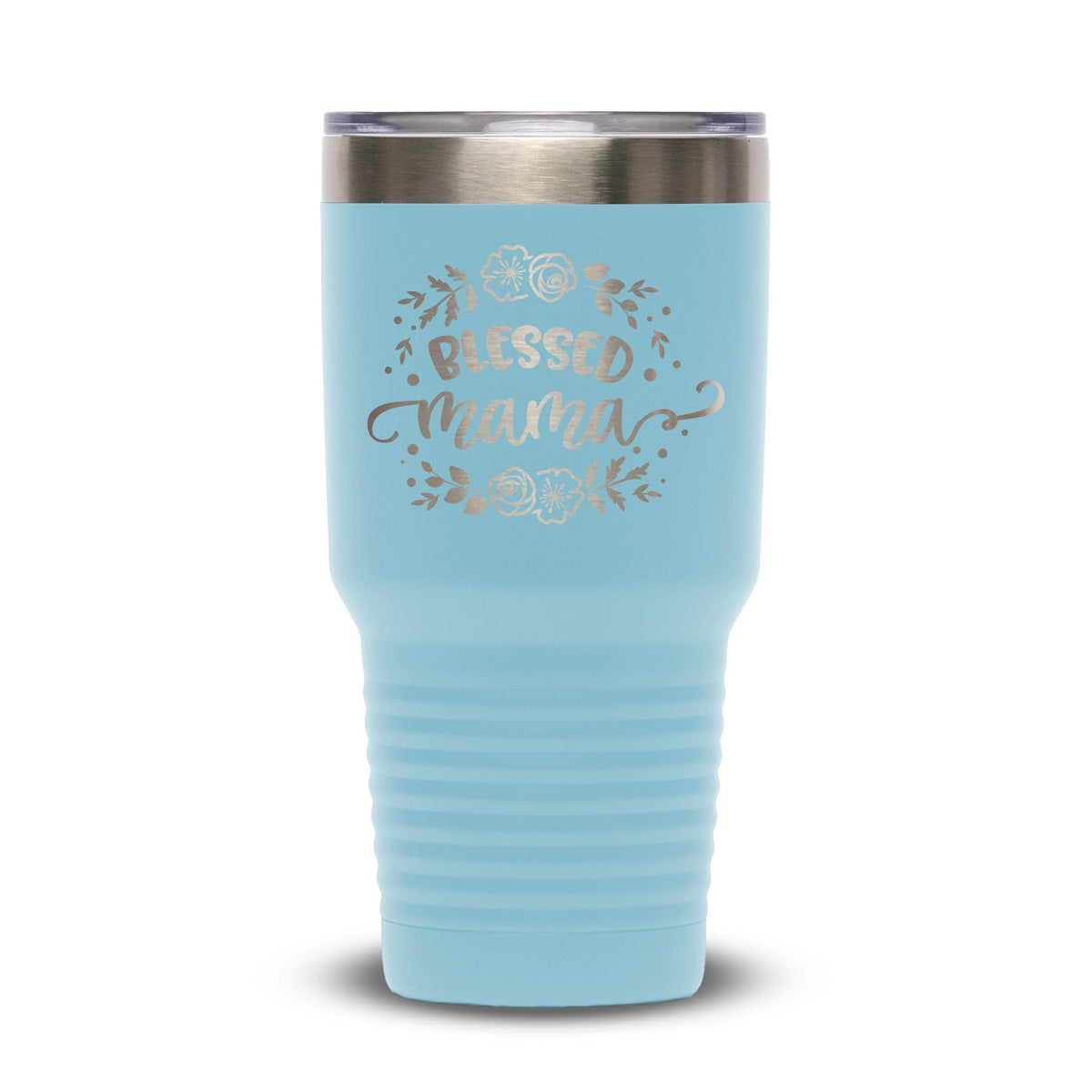 Personalized laser engraved Polar Camel 30oz Tumbler in Light Blue, custom name gift