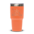 Personalized laser engraved Polar Camel 30oz Tumbler in Orange, custom name gift