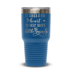 Personalized laser engraved Polar Camel 30oz Tumbler in Royal Blue, custom name gift