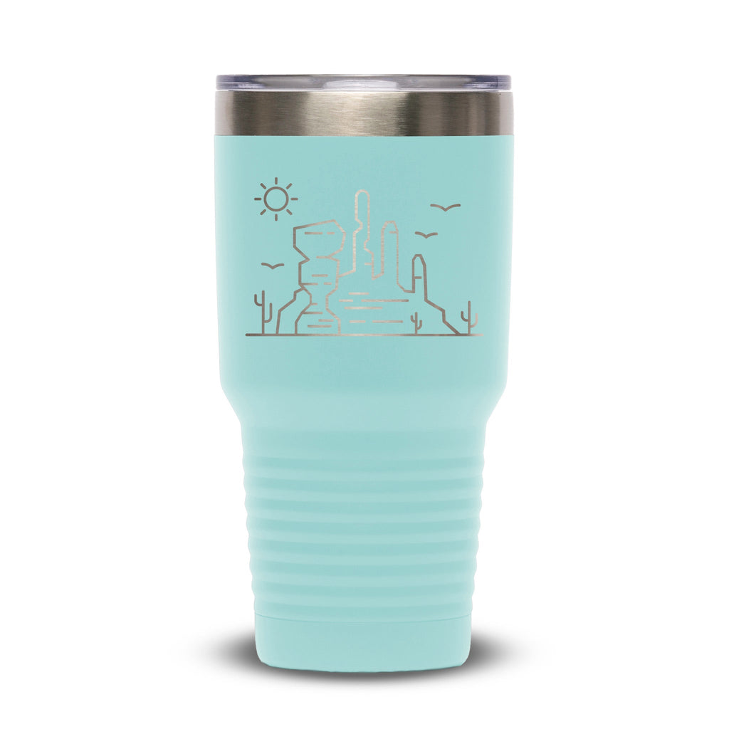 Personalized laser engraved Polar Camel 30oz Tumbler in teal, custom name gift