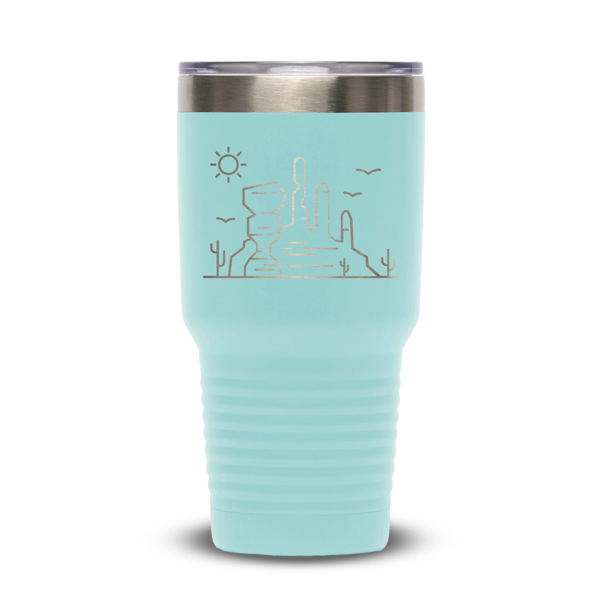 Personalized laser engraved Polar Camel 30oz Tumbler in teal, custom name gift