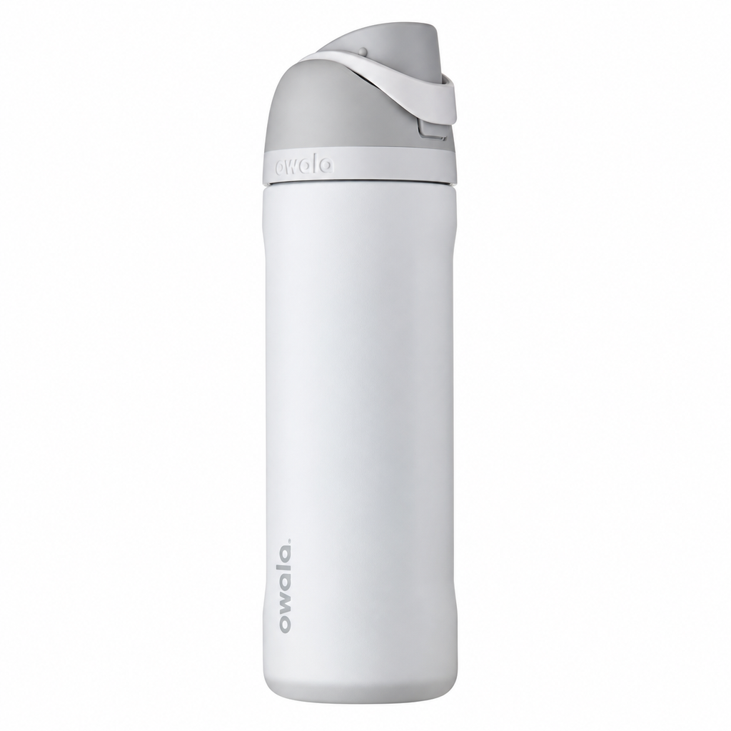 Personalized laser engraved Owala 24oz and 32oz FreeSip Water Bottle in Shy Marshmallow, custom name gift