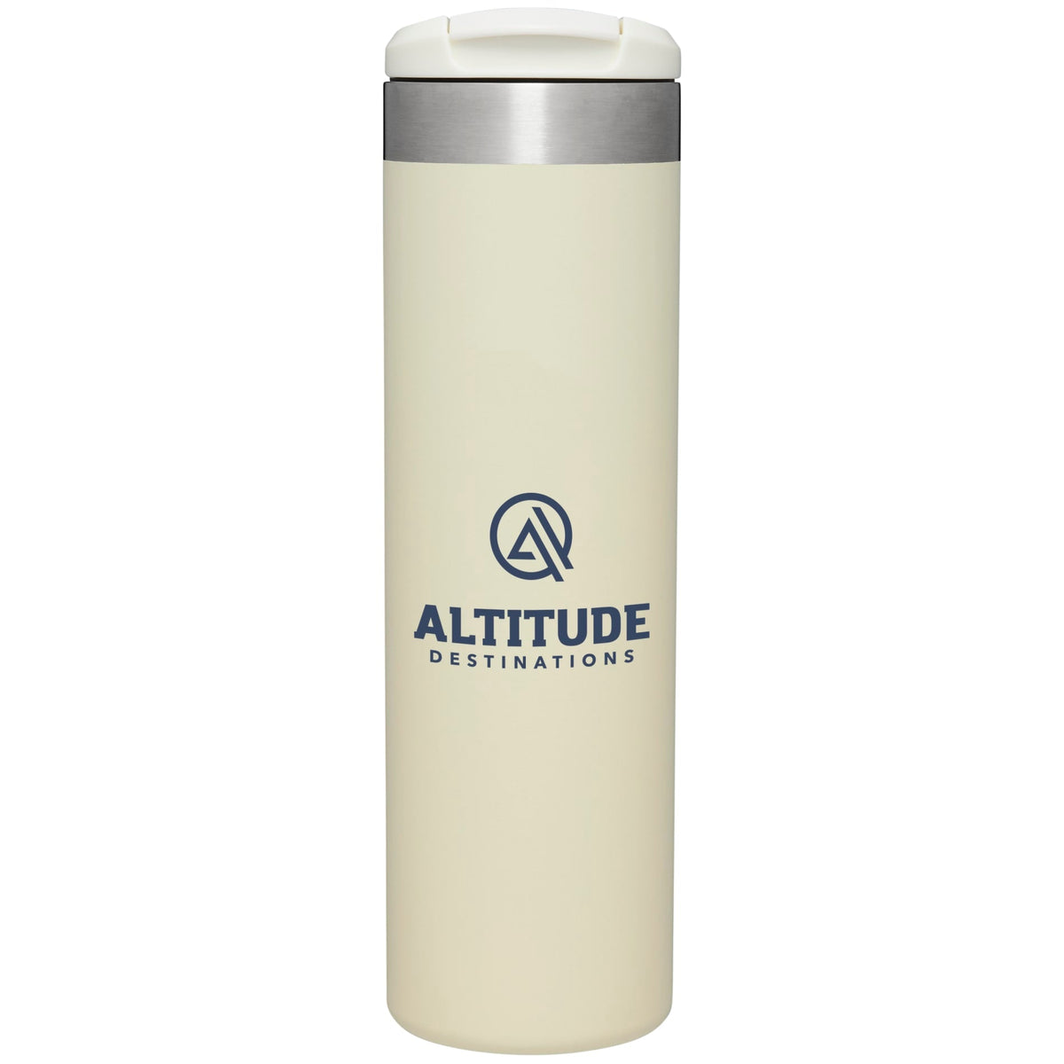 Personalized laser engraved Stanley 20oz AeroLight Transit Bottle in Cream Gloss, custom name gift