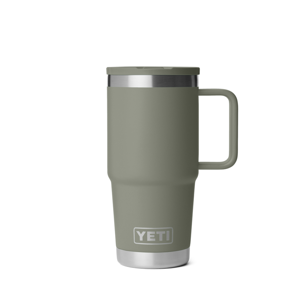 Personalized laser engraved YETI 20oz Rambler Travel Straw Mug in Pampa Green, custom name gift