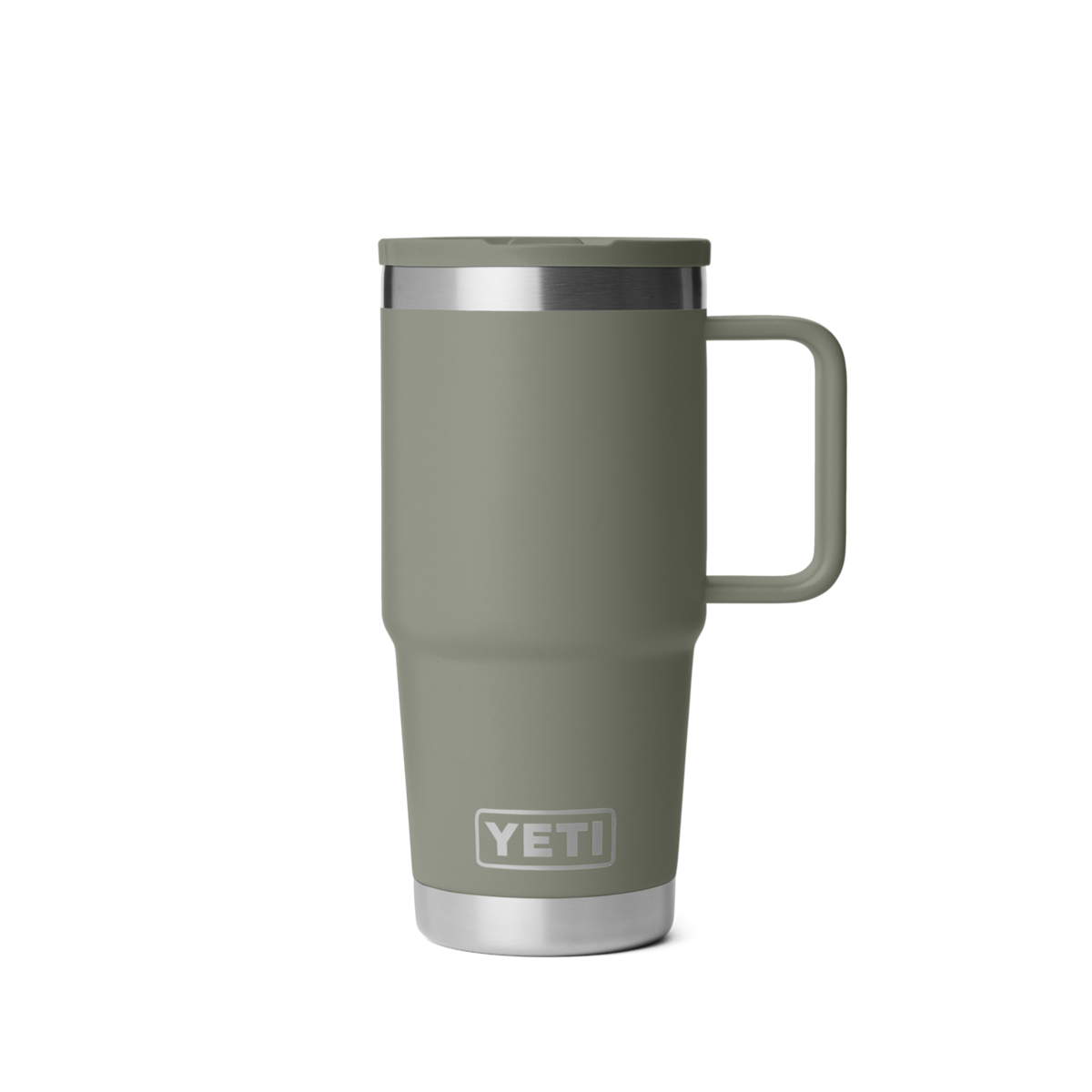 Personalized laser engraved YETI 20oz Rambler Travel Straw Mug in Pampa Green, custom name gift