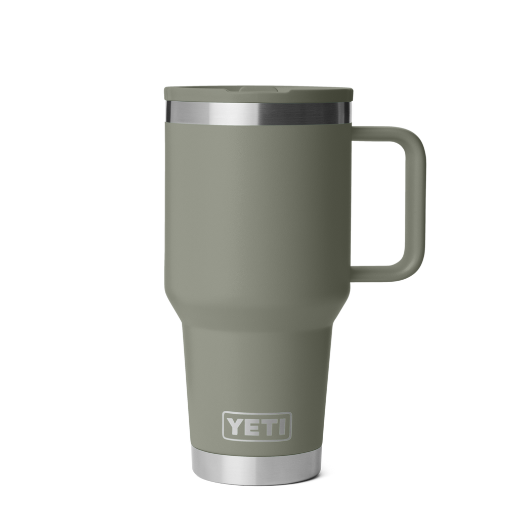 Personalized laser engraved YETI 30oz Rambler Travel Straw Mug in Pampa Green, custom name gift