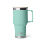 Personalized laser engraved YETI 30oz Rambler Travel Straw Mug in Sea Stone, custom name gift