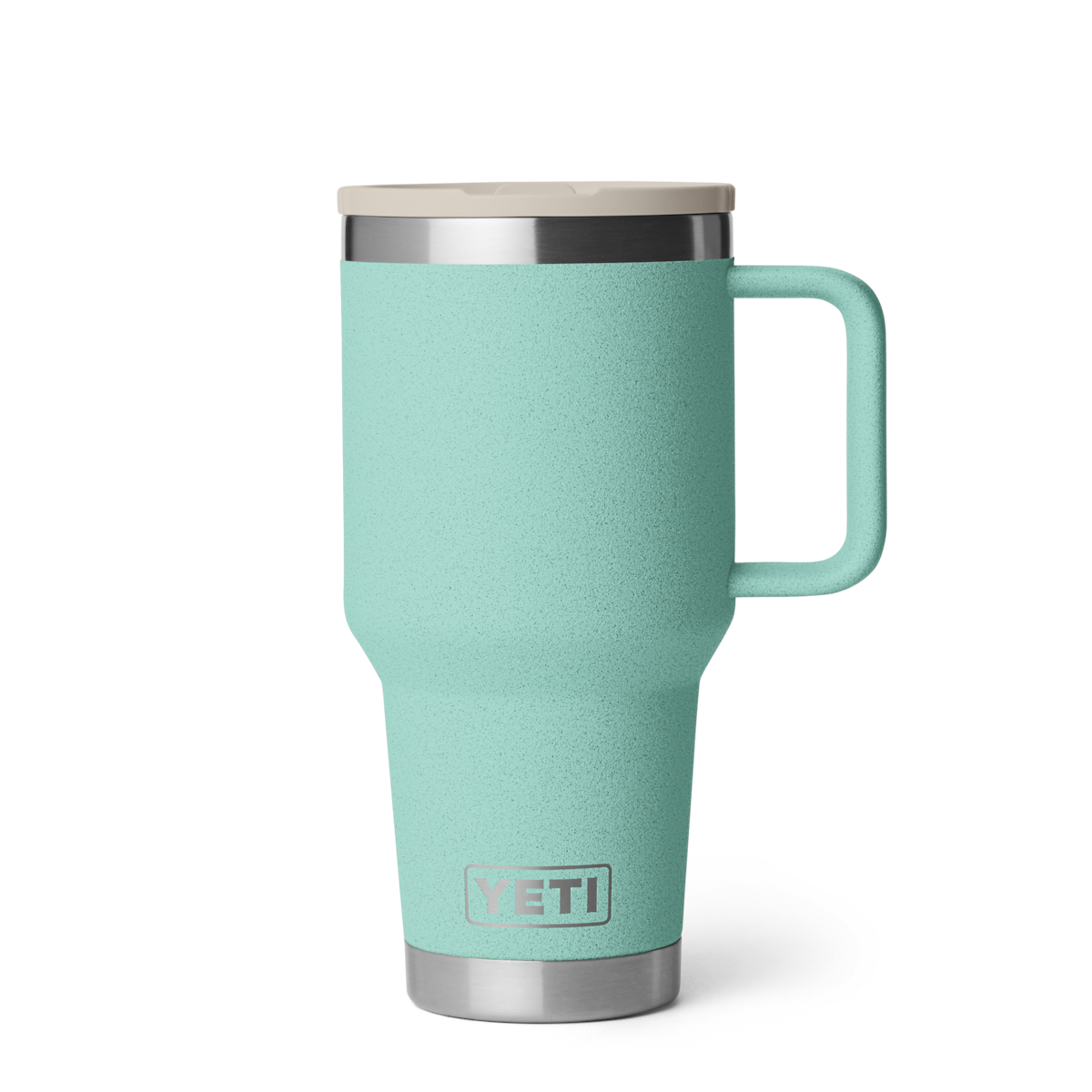 Personalized laser engraved YETI 30oz Rambler Travel Straw Mug in Sea Stone, custom name gift