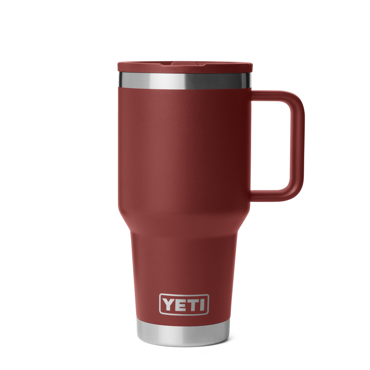 Personalized laser engraved YETI 30oz Rambler Travel Straw Mug in Stag Red, custom name gift