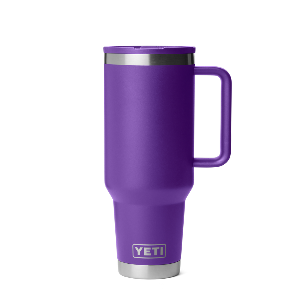 Personalized laser engraved YETI 40oz Rambler Travel Straw Mug in Pace Purple, custom name gift