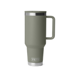 Personalized laser engraved YETI 40oz Rambler Travel Straw Mug in Pampa Green, custom name gift