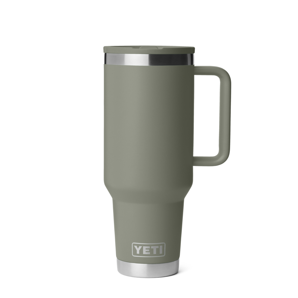 Personalized laser engraved YETI 40oz Rambler Travel Straw Mug in Pampa Green, custom name gift