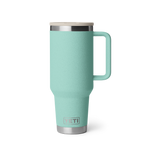 Personalized laser engraved YETI 40oz Rambler Travel Straw Mug in Sea Stone, custom name gift
