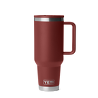 Personalized laser engraved YETI 40oz Rambler Travel Straw Mug in Stag Red, custom name gift