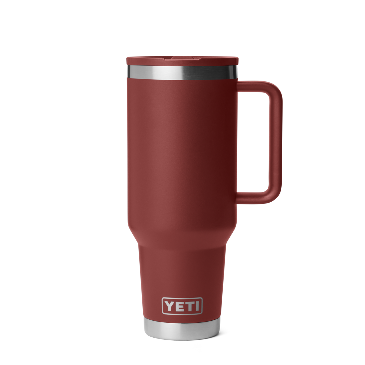 Personalized laser engraved YETI 40oz Rambler Travel Straw Mug in Stag Red, custom name gift