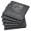 Personalized laser engraved 6-Piece Slate Coaster Set, custom name gift