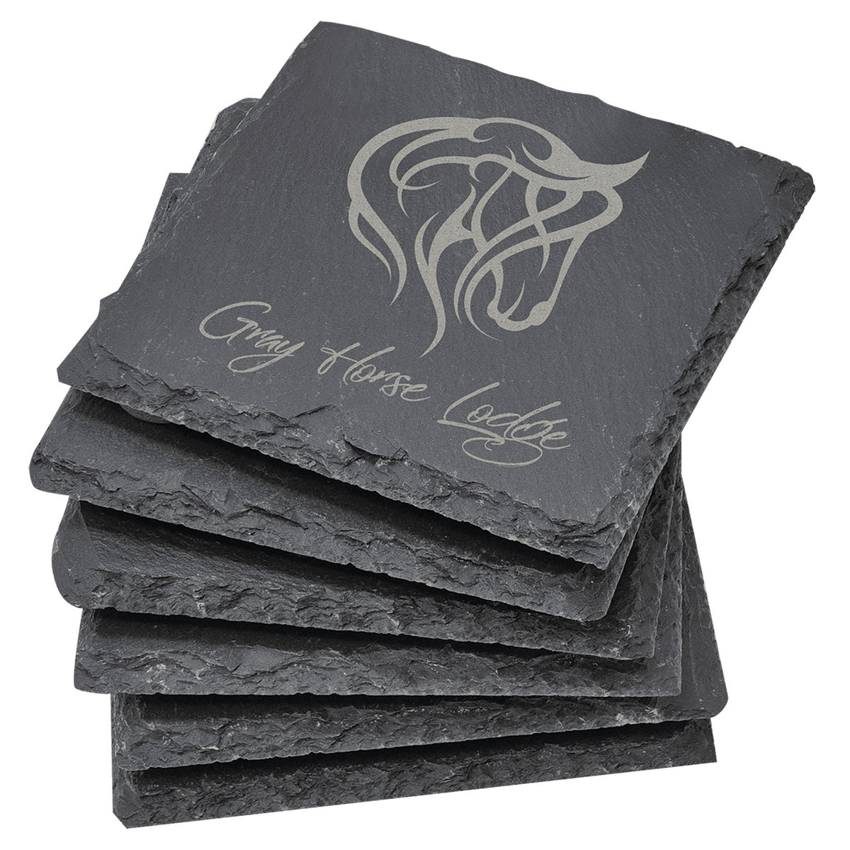 Personalized laser engraved 6-Piece Slate Coaster Set, custom name gift