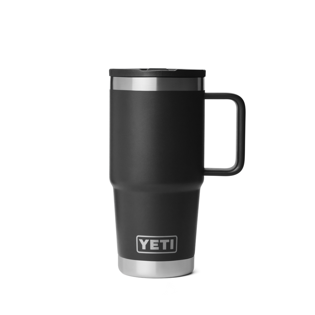 Personalized laser engraved YETI 20oz Rambler Travel Straw Mug in Black, custom name gift