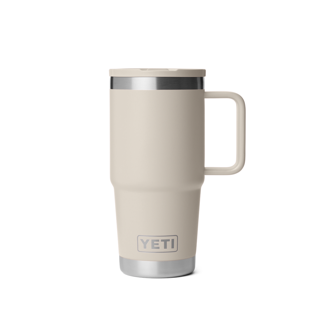 Personalized laser engraved YETI 20oz Rambler Travel Straw Mug in Cape Taupe, custom name gift