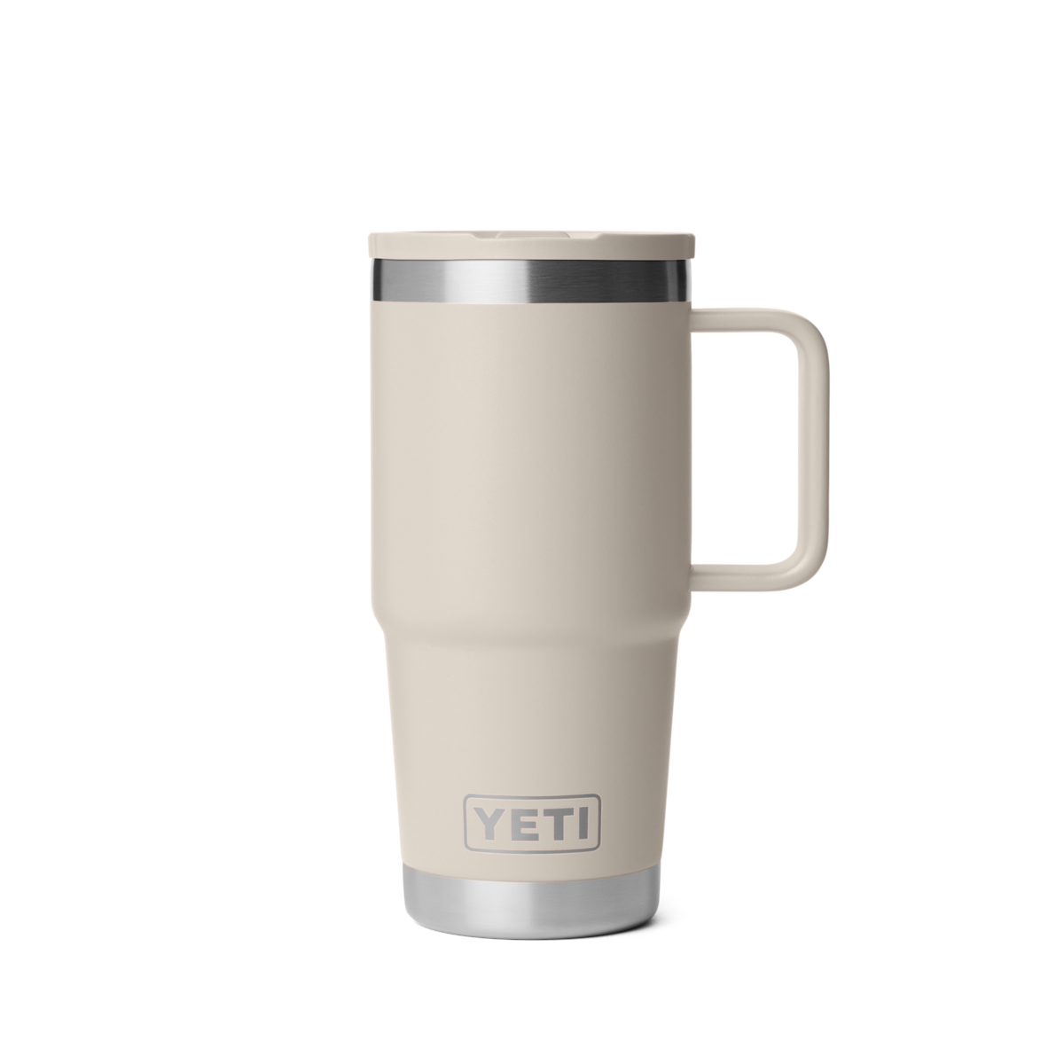 Personalized laser engraved YETI 20oz Rambler Travel Straw Mug in Cape Taupe, custom name gift