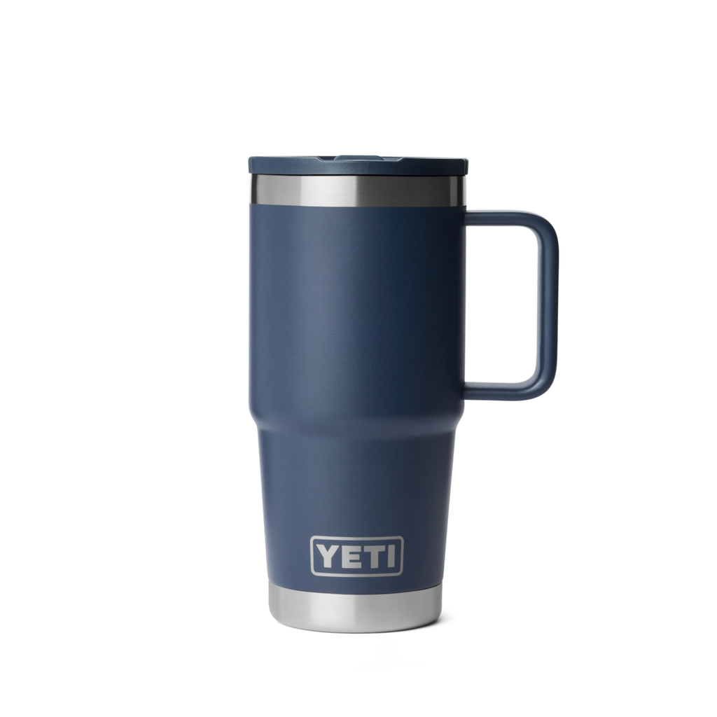 Personalized laser engraved YETI 20oz Rambler Travel Straw Mug in Navy, custom name gift