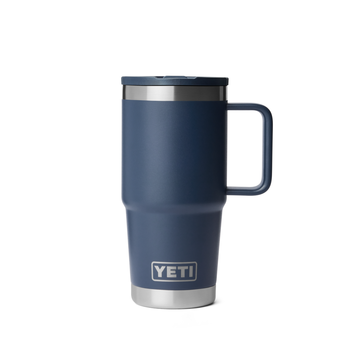 Personalized laser engraved YETI 20oz Rambler Travel Straw Mug in Navy, custom name gift