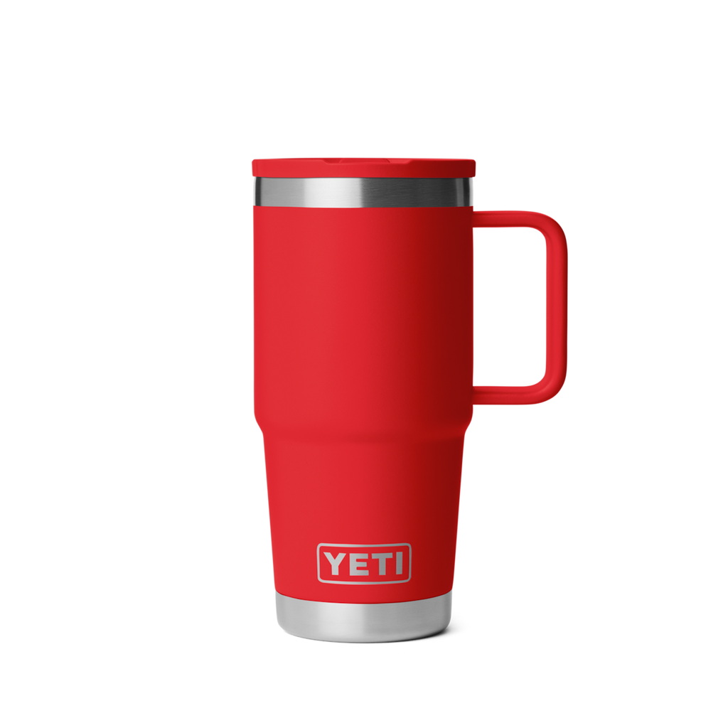 Personalized laser engraved YETI 20oz Rambler Travel Straw Mug in Rescue Red, custom name gift