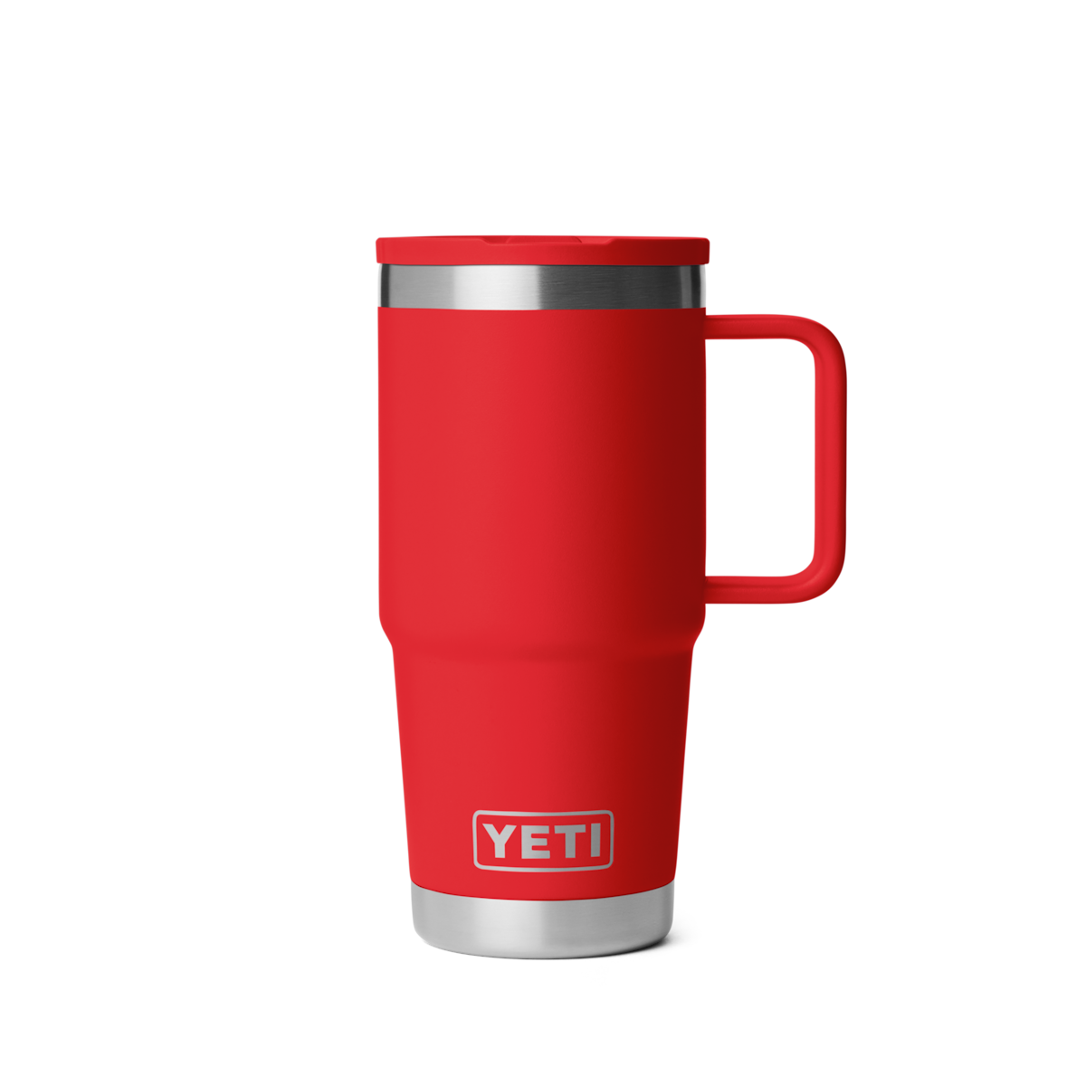 Personalized laser engraved YETI 20oz Rambler Travel Straw Mug in Rescue Red, custom name gift