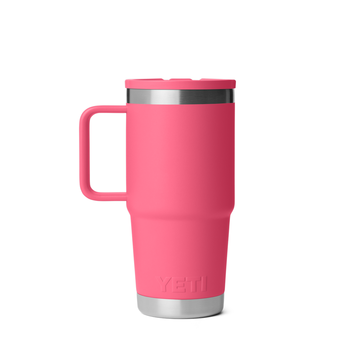 Personalized laser engraved YETI 20oz Rambler Travel Straw Mug in Tropical Pink, custom name gift