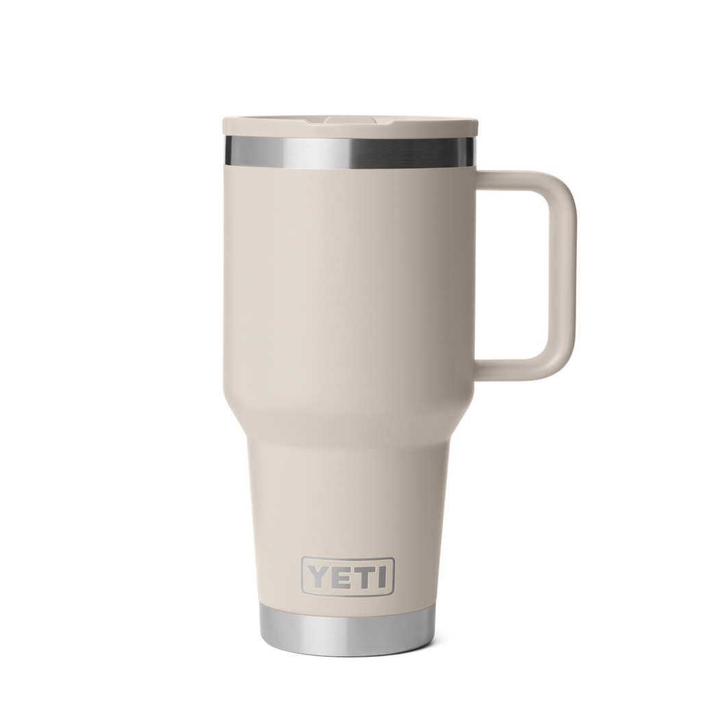 Personalized laser engraved YETI 30oz Rambler Travel Straw Mug in Cape Taupe, custom name gift