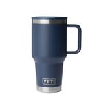 Personalized laser engraved YETI 30oz Rambler Travel Straw Mug in Navy, custom name gift