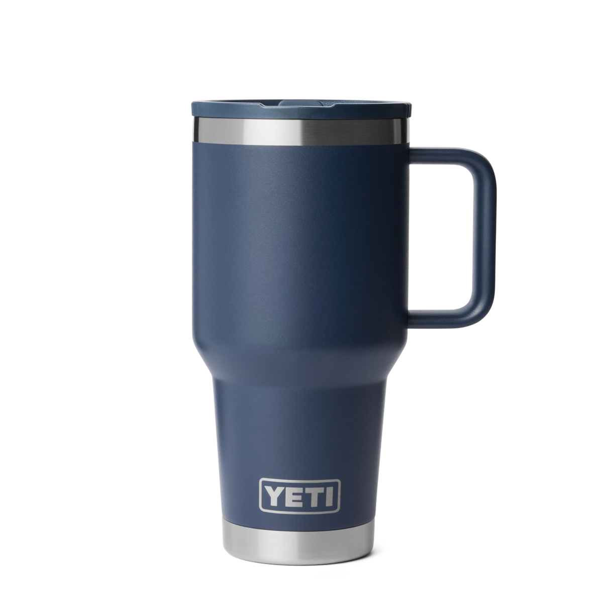 Personalized laser engraved YETI 30oz Rambler Travel Straw Mug in Navy, custom name gift