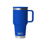 Personalized laser engraved YETI 30oz Rambler Travel Straw Mug in Royal Blue, custom name gift