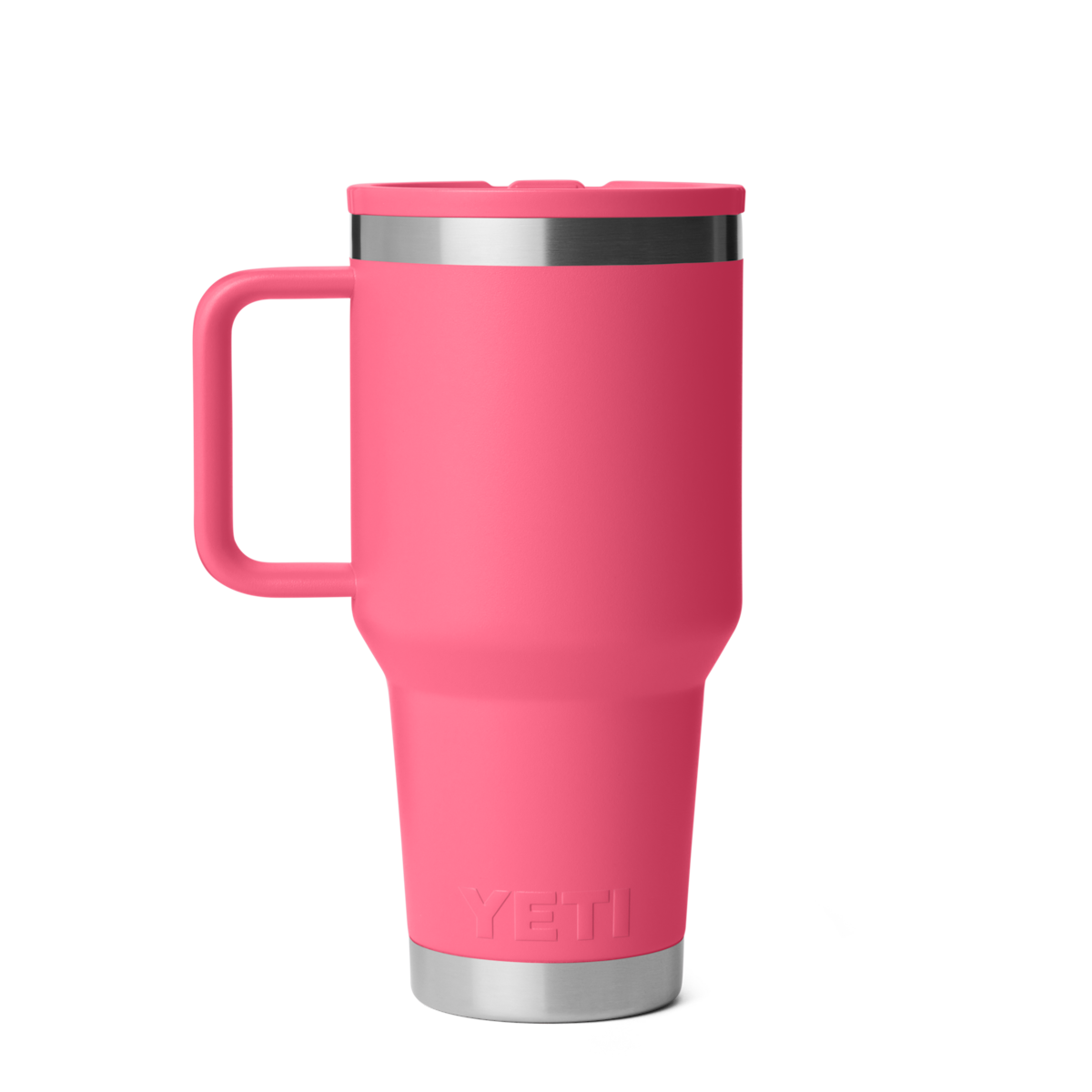 Personalized laser engraved YETI 30oz Rambler Travel Straw Mug in Tropical Pink, custom name gift