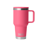 Personalized laser engraved YETI 30oz Rambler Travel Straw Mug in Tropical Pink, custom name gift