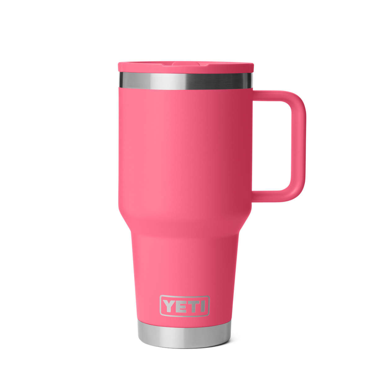 Personalized laser engraved YETI 30oz Rambler Travel Straw Mug in Tropical Pink, custom name gift