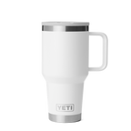Personalized laser engraved YETI 30oz Rambler Travel Straw Mug in White, custom name gift