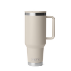 Personalized laser engraved YETI 40oz Rambler Travel Straw Mug in Cape Taupe, custom name gift