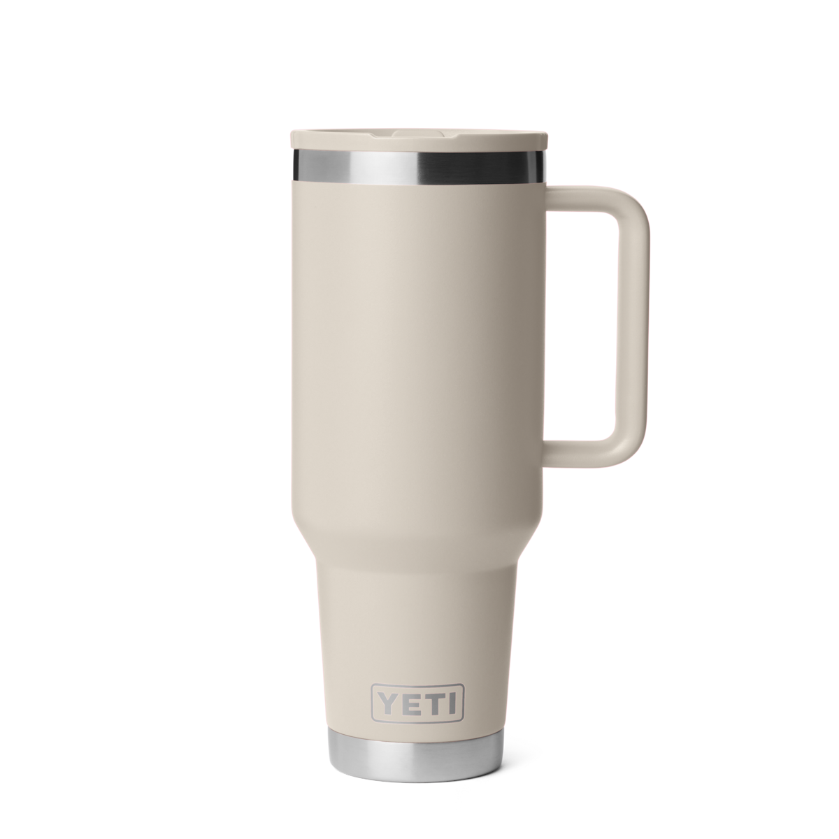 Personalized laser engraved YETI 40oz Rambler Travel Straw Mug in Cape Taupe, custom name gift