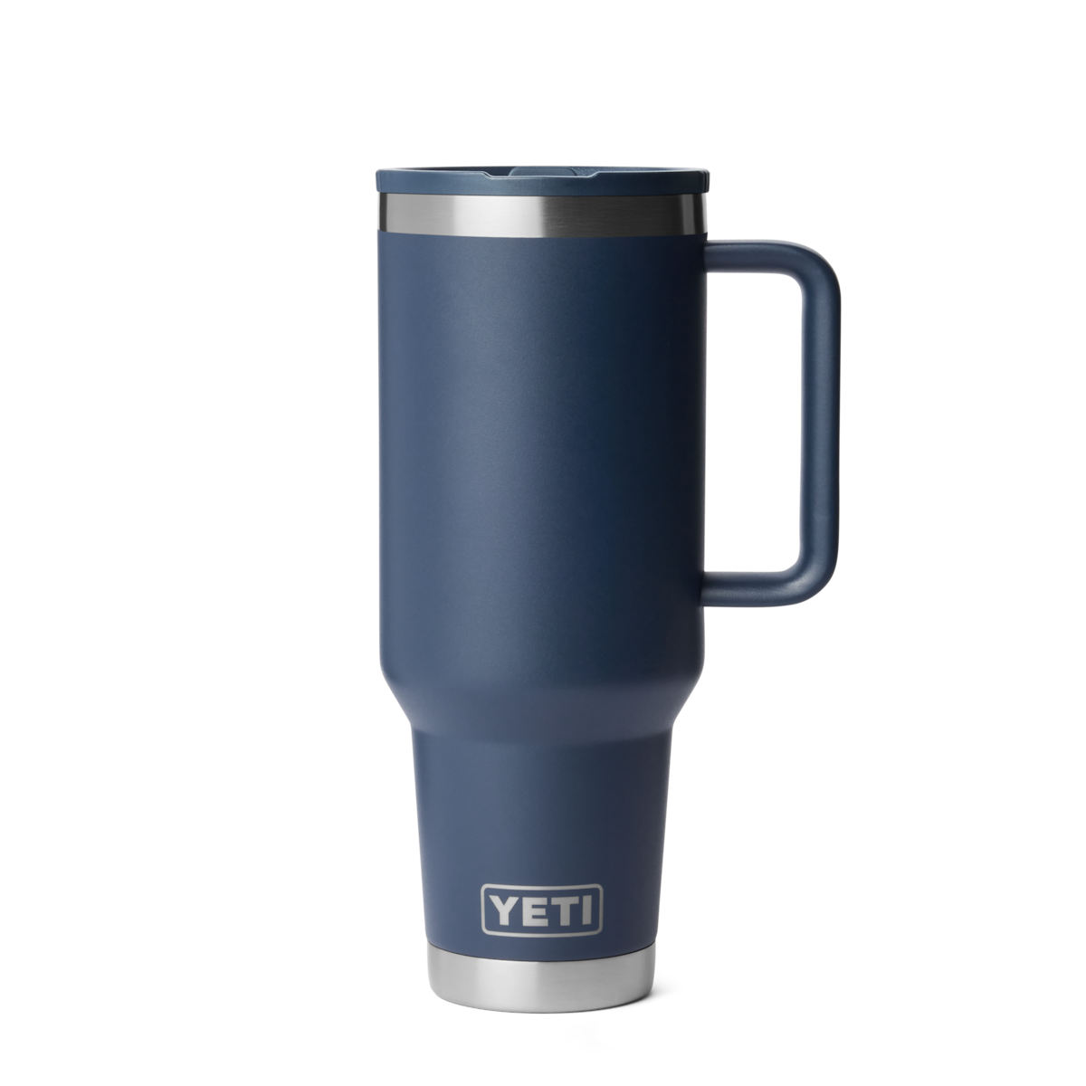Personalized laser engraved YETI 40oz Rambler Travel Straw Mug in Navy, custom name gift