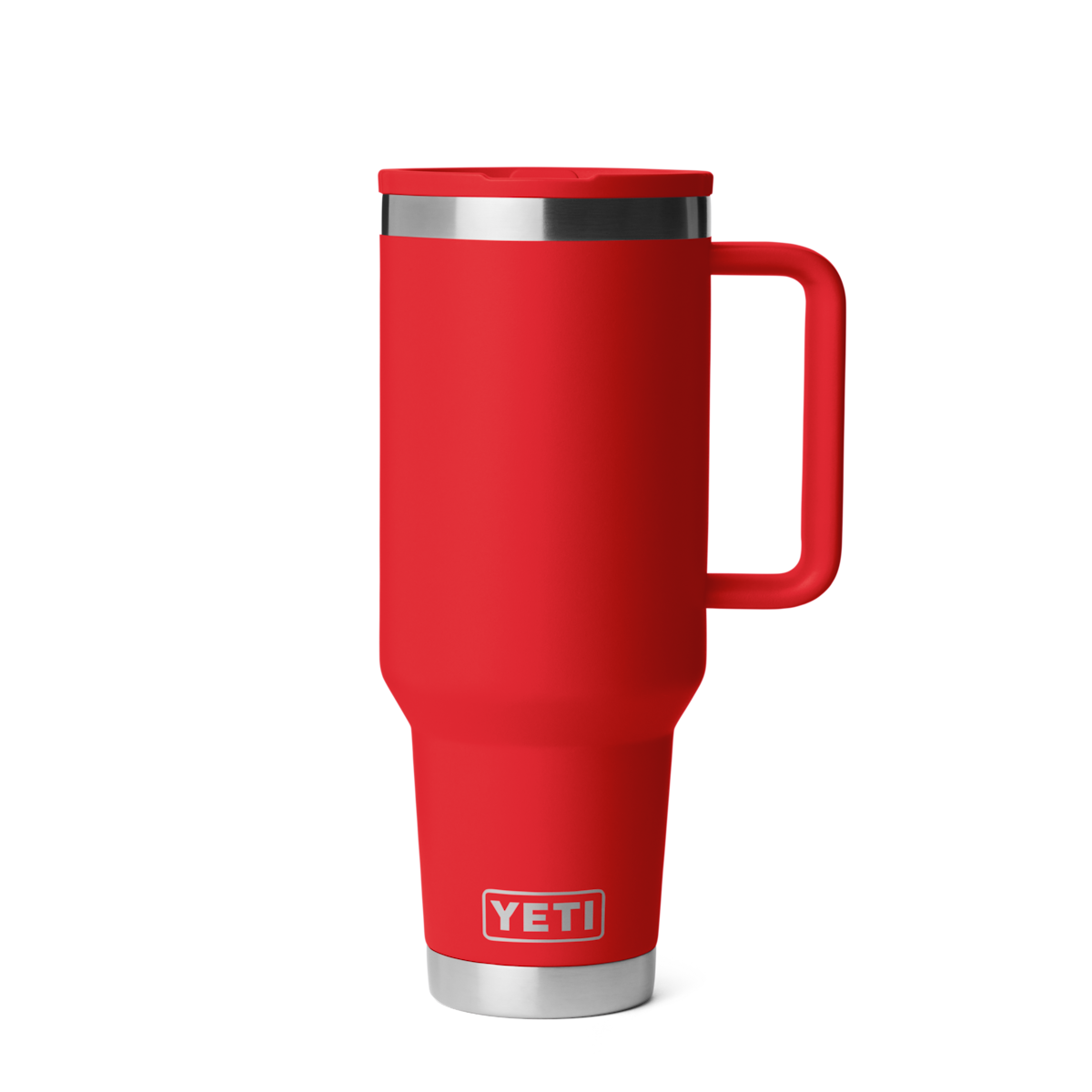 Personalized laser engraved YETI 40oz Rambler Travel Straw Mug in Rescue Red, custom name gift
