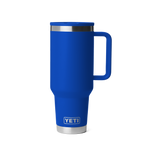 Personalized laser engraved YETI 40oz Rambler Travel Straw Mug in Royal Blue, custom name gift