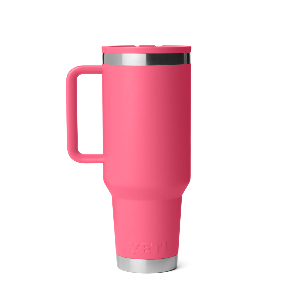 Personalized laser engraved YETI 40oz Rambler Travel Straw Mug in Tropical Pink, custom name gift