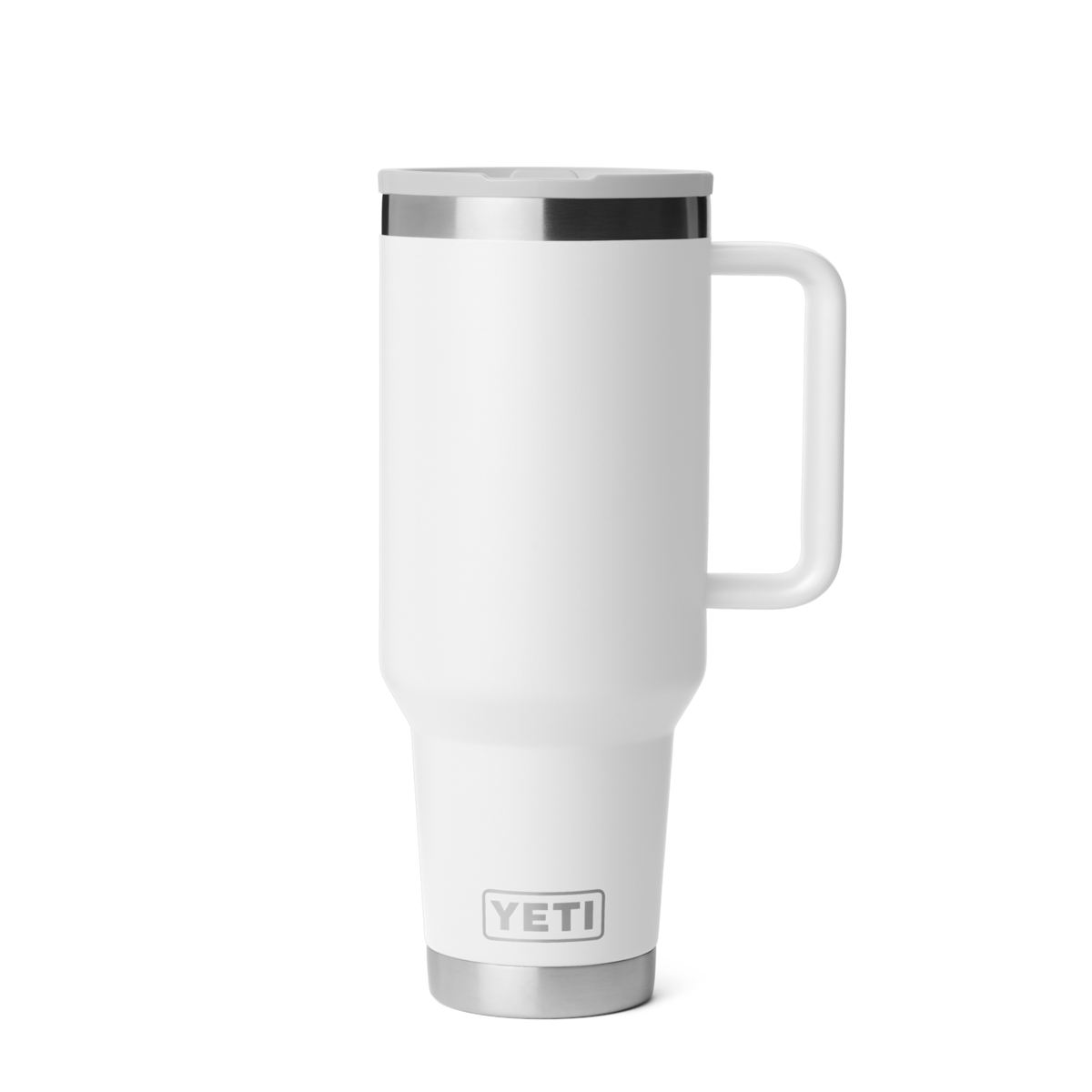 Personalized laser engraved YETI 40oz Rambler Travel Straw Mug in White, custom name gift