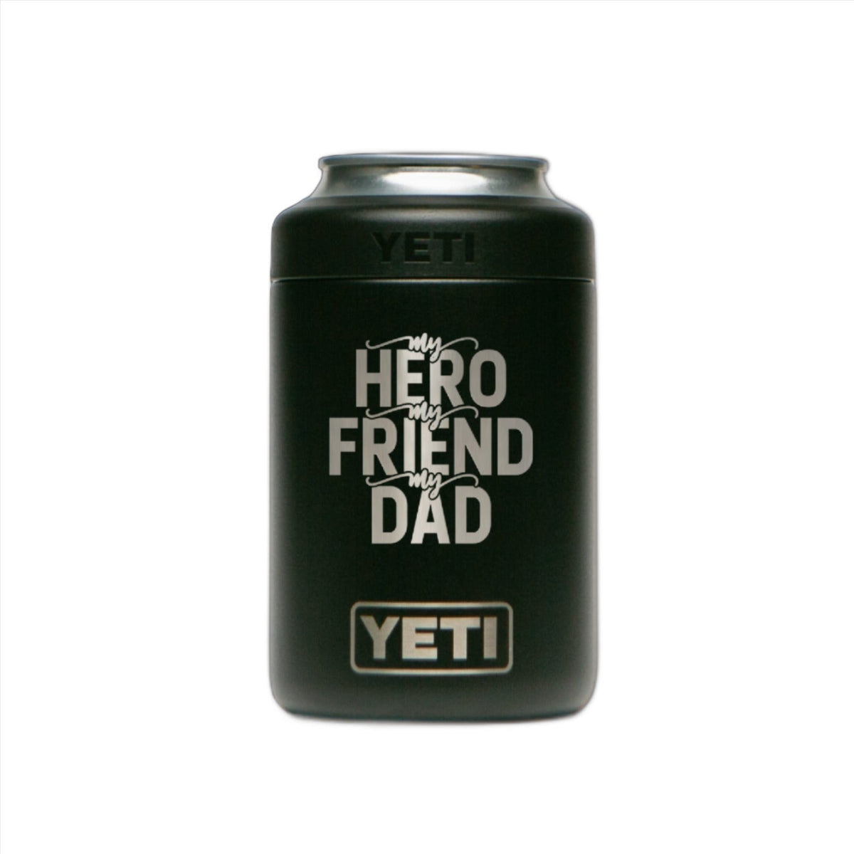 Personalized laser engraved YETI 12oz Colster Can Cooler in Black, custom name gift
