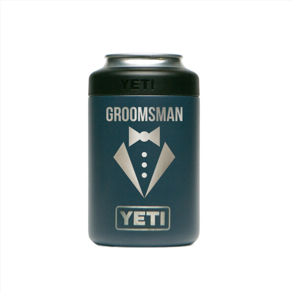 Personalized laser engraved YETI 12oz Colster Can Cooler in Navy, custom name gift