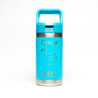 Personalized laser engraved YETI Rambler Jr 12oz Kids Bottle in Royal Blue, custom name gift