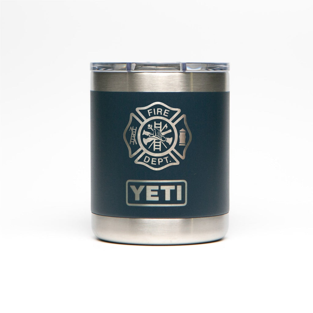 Personalized laser engraved YETI 10oz Rambler Lowball in Navy, custom name gift